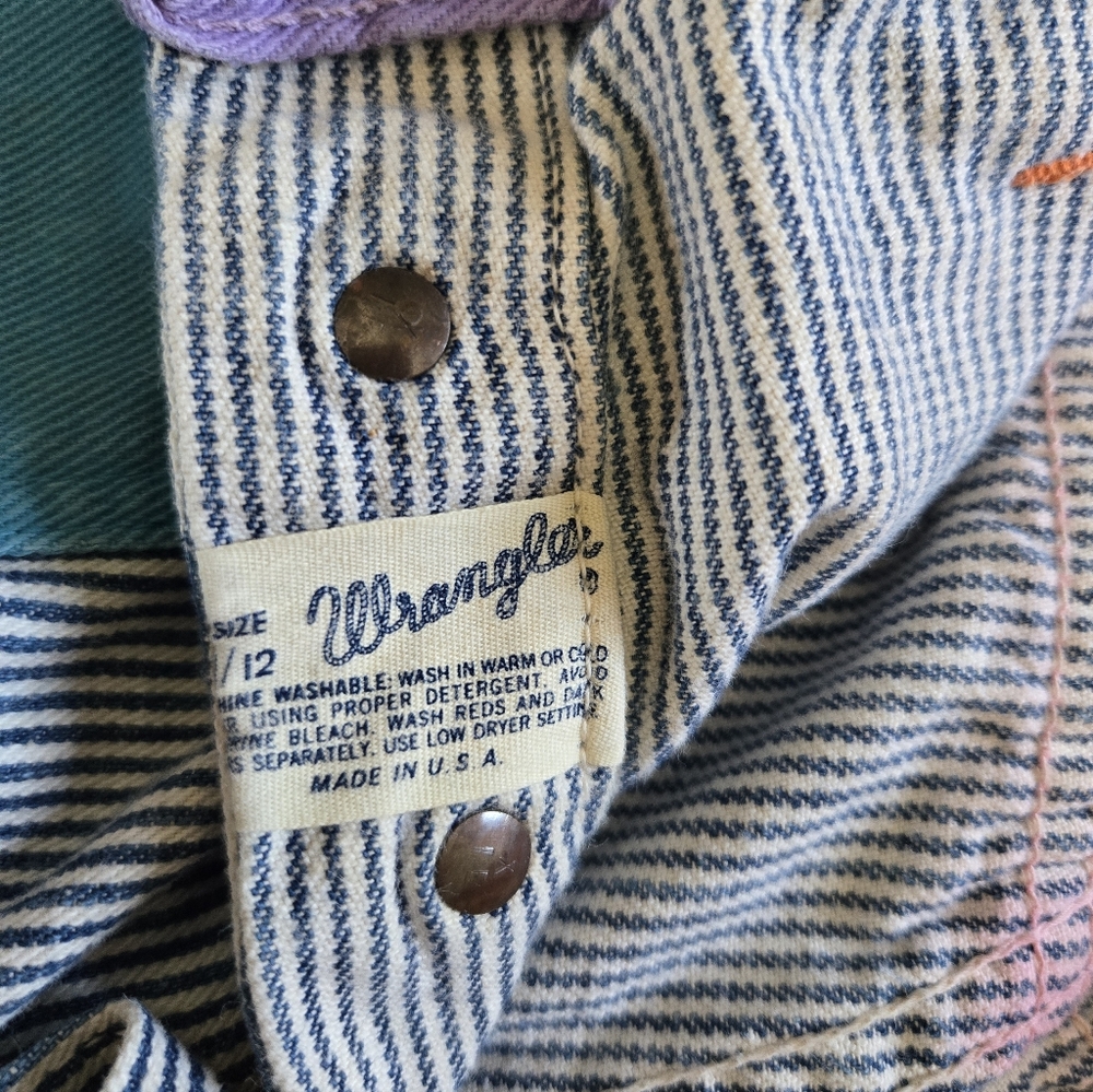 1960s Wranglers Colorblock Flare 26" Waist Women Pinstripe Denim Mod Retro Vtg - Picture 11 of 12